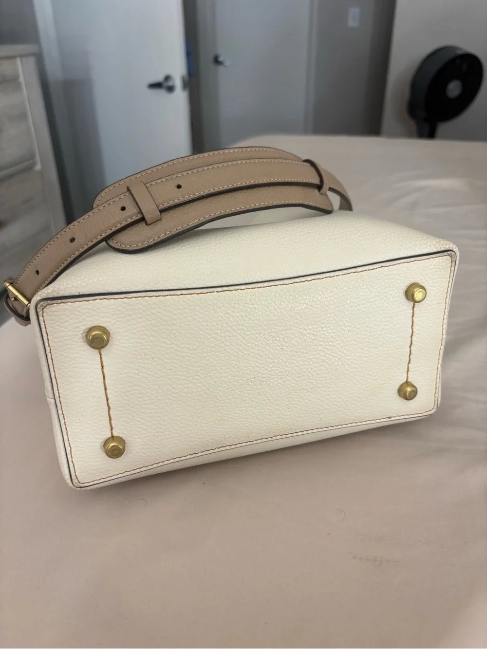 Coach Chalk Pebble Leather Crossbody with Gold Hardware